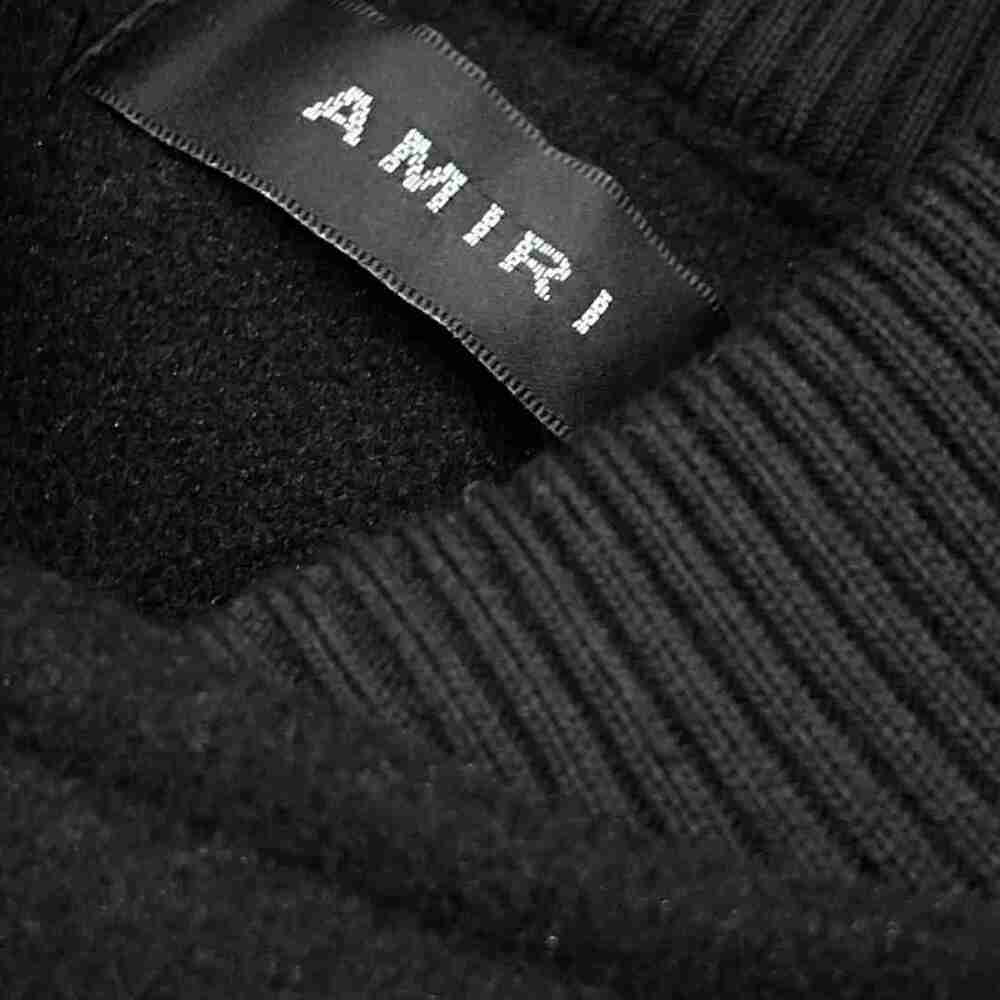 AMIRI Tiger Logo Black Leather Sleeve Varsity Jacket